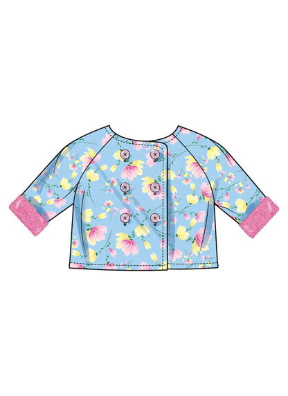 Butterick B7066 sewing pattern envelope showing a baby coat and leggings set