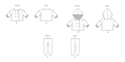 Butterick B7066 sewing pattern envelope showing a baby coat and leggings set