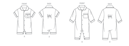 Butterick B7067 sewing pattern envelope showing baby sleepwear