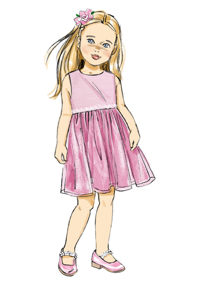 Butterick B7068 sewing pattern envelope showing a coordinating girls' coat and dress