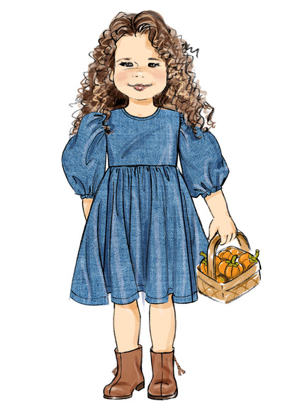 Butterick B7069 sewing pattern envelope showing a girls' dress with a full gathered skirt