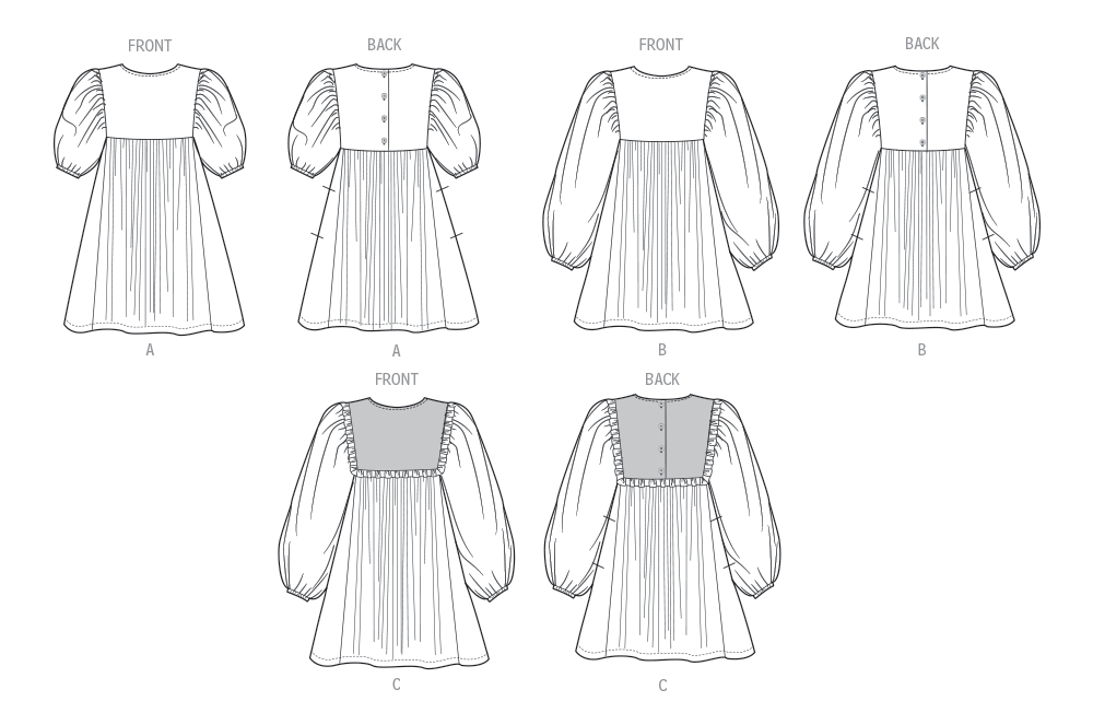Butterick B7069 sewing pattern envelope showing a girls' dress with a full gathered skirt