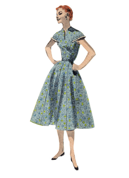 Butterick B7070 sewing pattern envelope showing a 1950s-style dress with capelet yoke