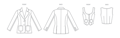 Butterick B7072 sewing pattern envelope showing a 1970s-style vest and jacket