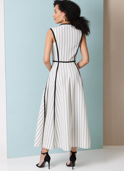 Butterick B7076 sewing pattern envelope showing a sleeveless fit and flare dress