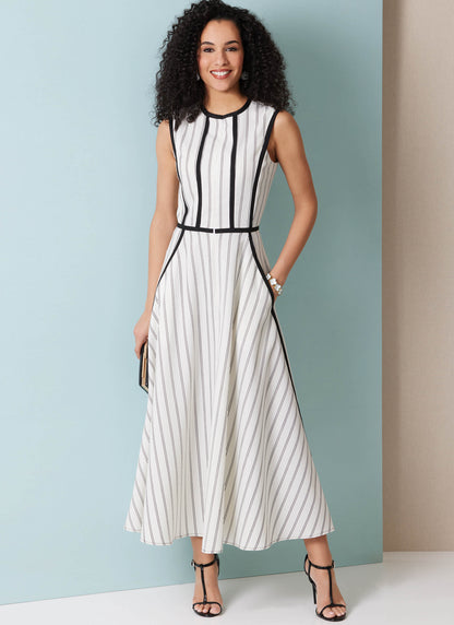 Butterick B7076 sewing pattern envelope showing a sleeveless fit and flare dress