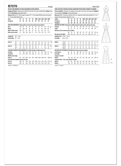 Butterick B7076 sewing pattern envelope showing a sleeveless fit and flare dress