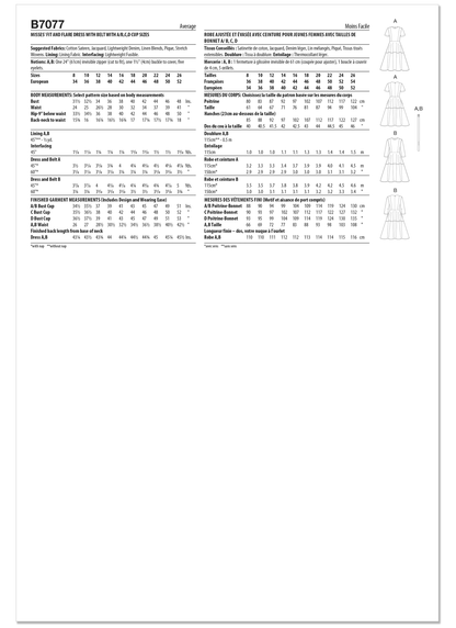 Butterick B7077 sewing pattern envelope showing a fitted dress with flared skirt