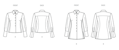 Butterick B7078 sewing pattern envelope showing a close-fitting shirt in two lengths