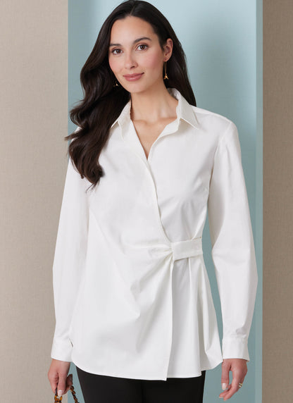 Butterick B7079 sewing pattern envelope showing a loose-fitting asymmetric wrap top