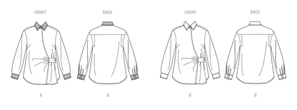 Butterick B7079 sewing pattern envelope showing a loose-fitting asymmetric wrap top