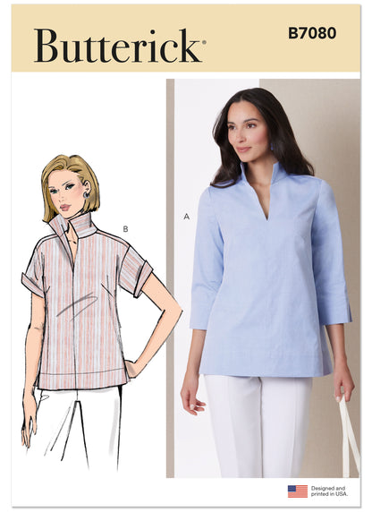Butterick B7080 sewing pattern envelope showing a loose-fitting pullover blouse