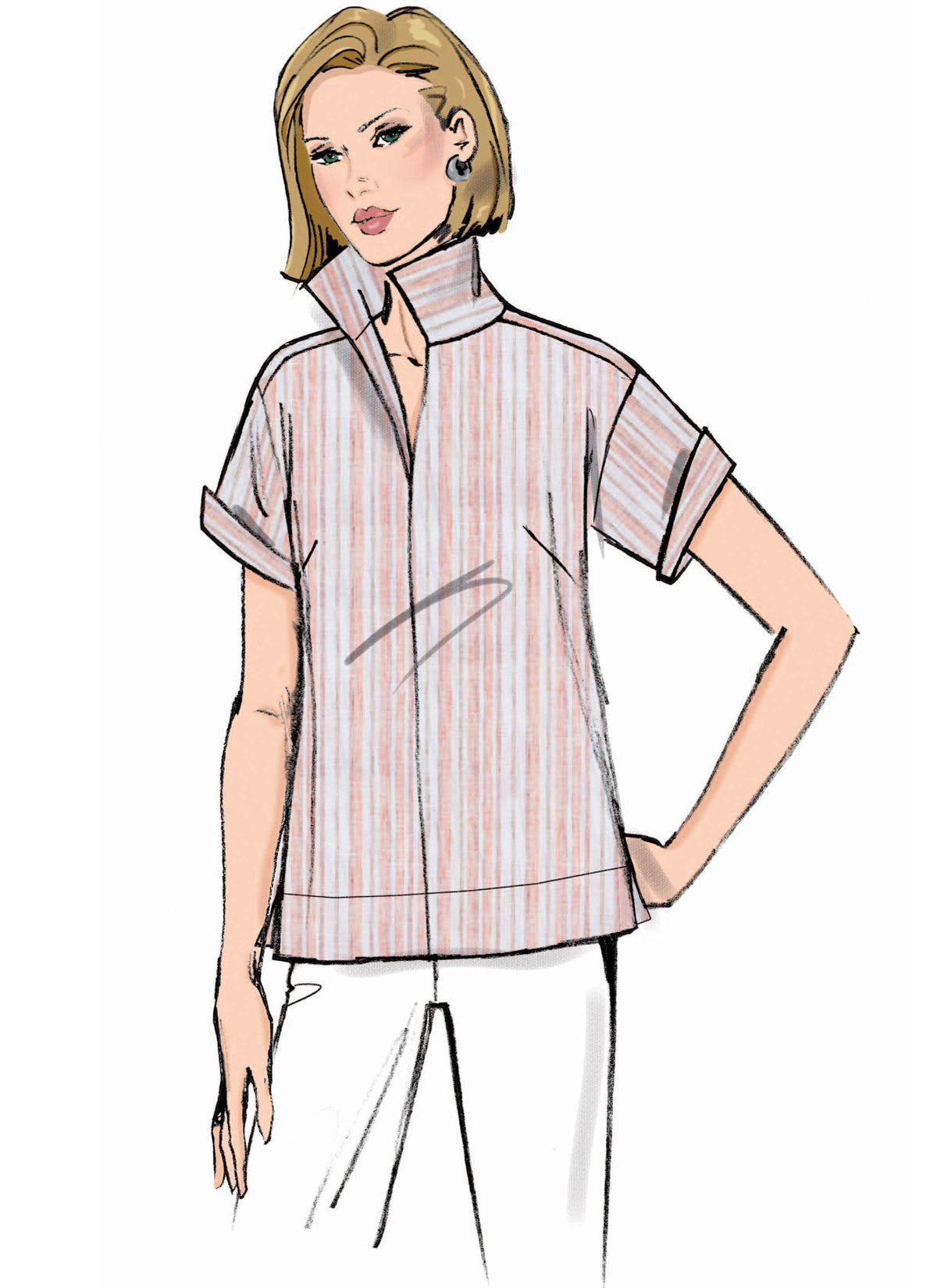 Butterick B7080 sewing pattern envelope showing a loose-fitting pullover blouse