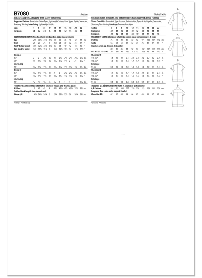 Butterick B7080 sewing pattern envelope showing a loose-fitting pullover blouse