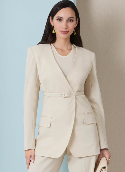 Butterick B7081 sewing pattern envelope showing a semi-fitted, fully lined jacket