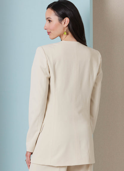 Butterick B7081 sewing pattern envelope showing a semi-fitted, fully lined jacket