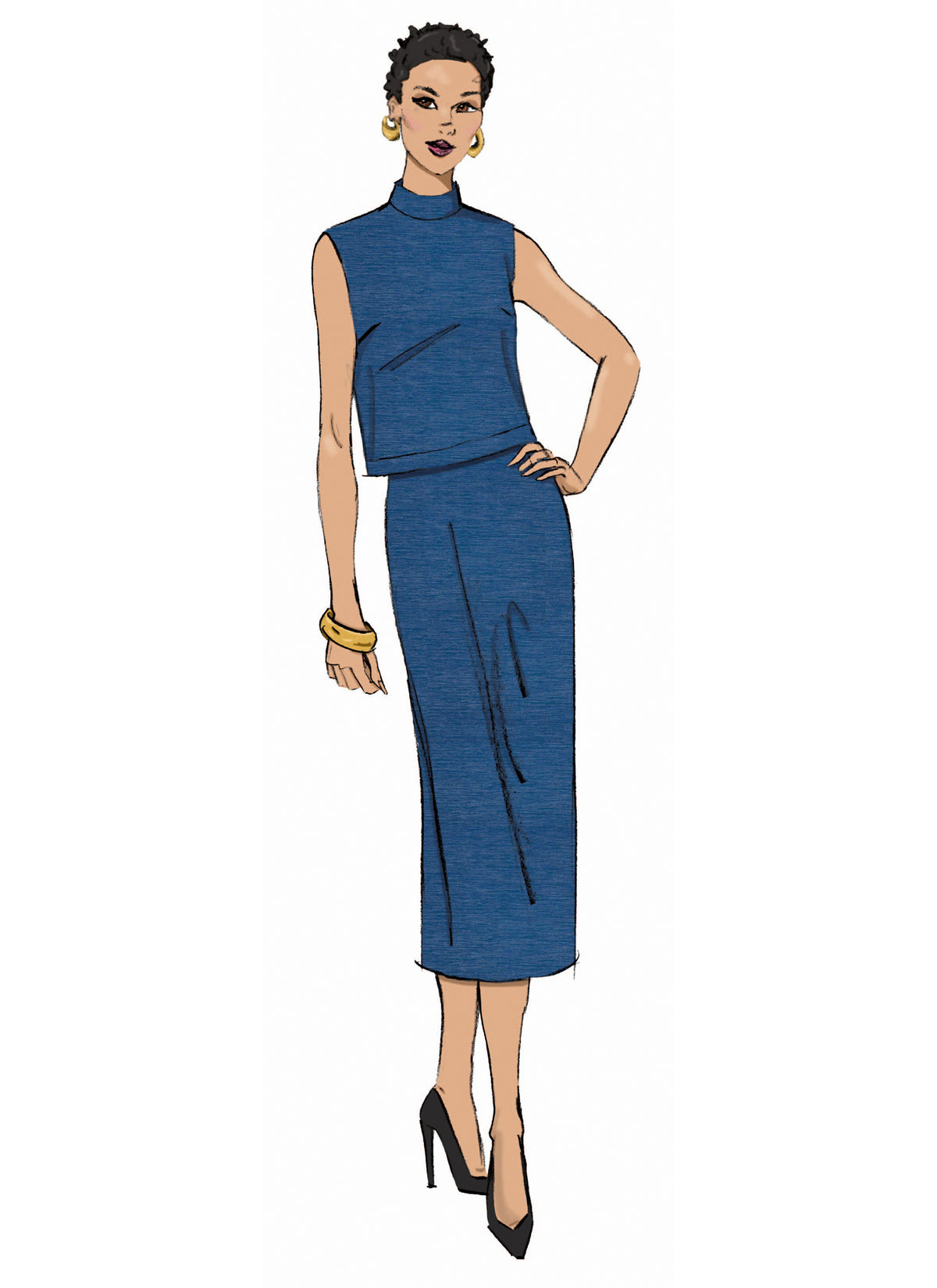 Butterick B7082 sewing pattern envelope showing semi-fitted cropped tops