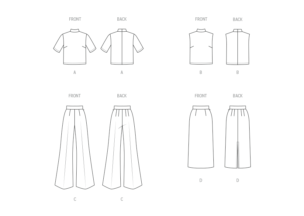 Butterick B7082 sewing pattern envelope showing semi-fitted cropped tops