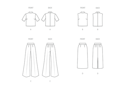 Butterick B7082 sewing pattern envelope showing semi-fitted cropped tops