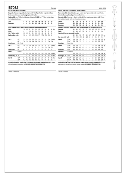 Butterick B7082 sewing pattern envelope showing semi-fitted cropped tops