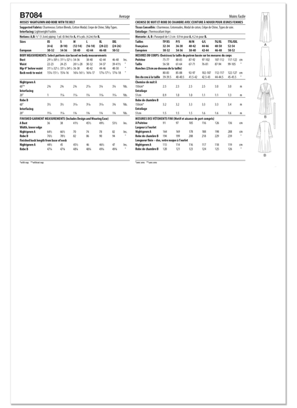 Butterick B7084 sewing pattern envelope showing a long nightgown