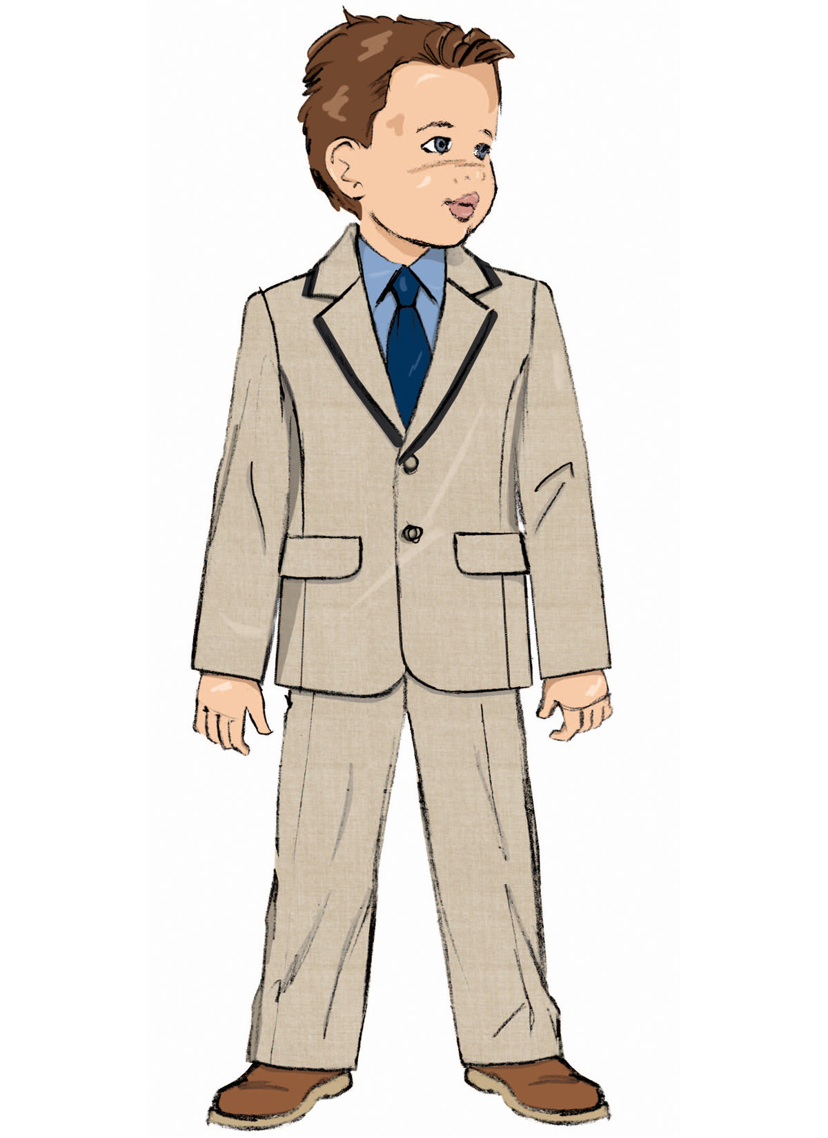 Butterick B7087 sewing pattern envelope showing a boys' lined blazer