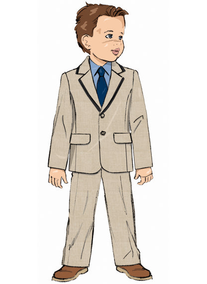 Butterick B7087 sewing pattern envelope showing a boys' lined blazer