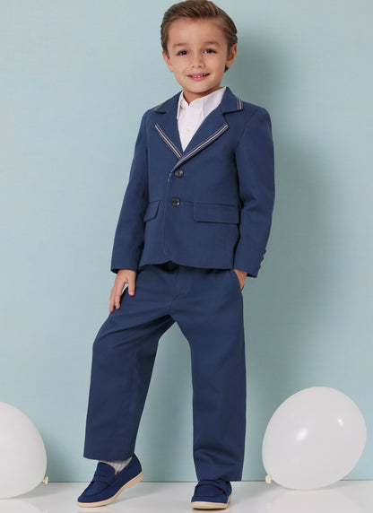Butterick B7087 sewing pattern envelope showing a boys' lined blazer