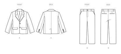 Butterick B7087 sewing pattern envelope showing a boys' lined blazer