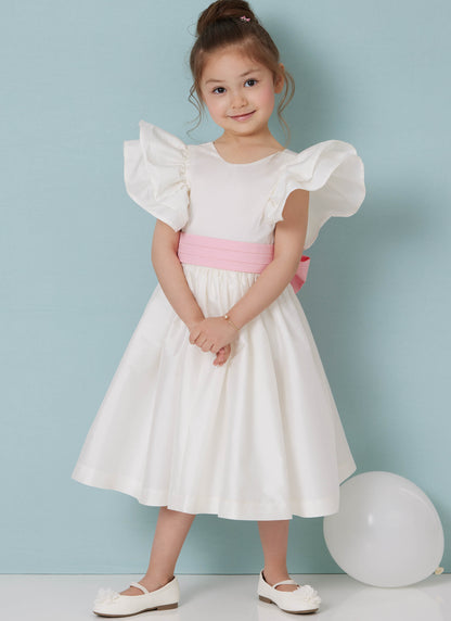Butterick B7088 sewing pattern envelope showing a girls' dress with layered ruffle sleeves
