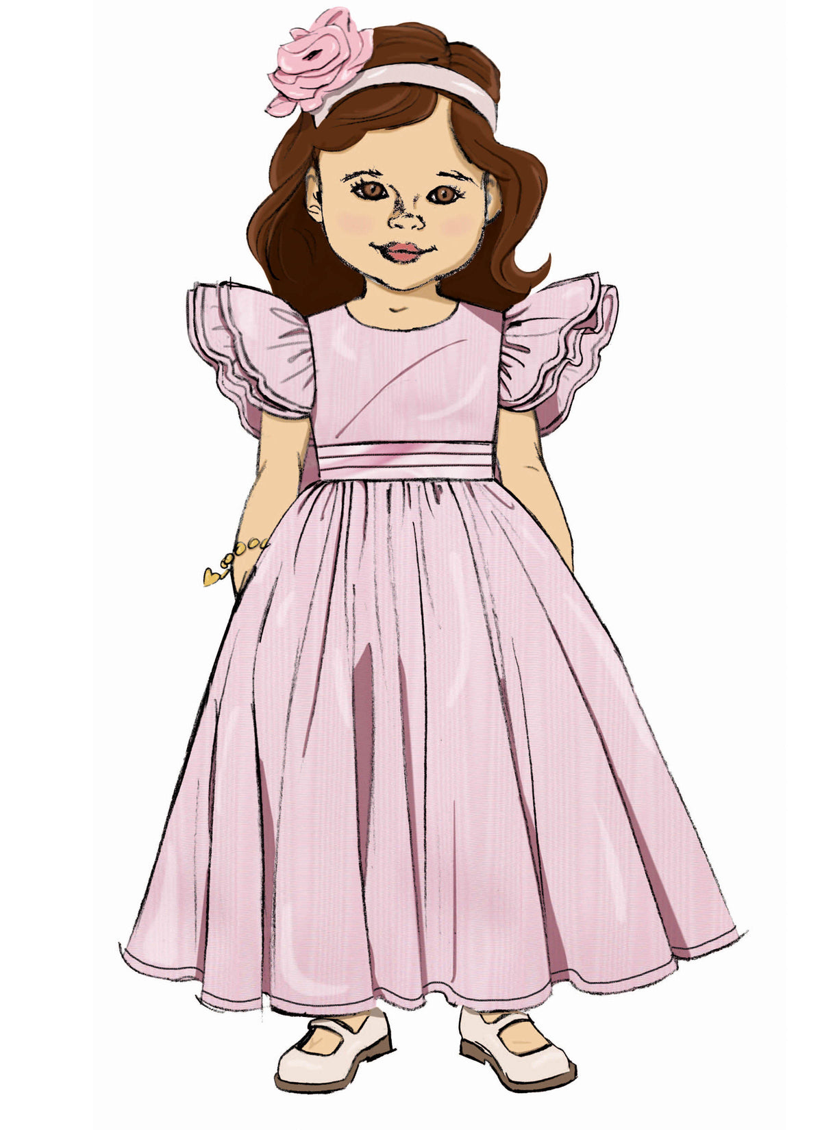 Butterick B7088 sewing pattern envelope showing a girls' dress with layered ruffle sleeves
