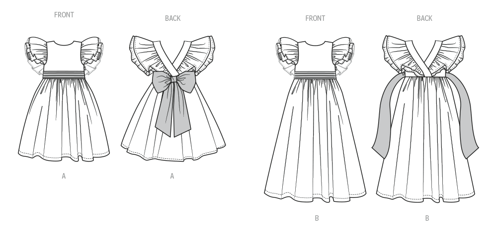 Butterick B7088 sewing pattern envelope showing a girls' dress with layered ruffle sleeves
