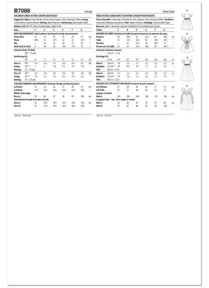 Butterick B7088 sewing pattern envelope showing a girls' dress with layered ruffle sleeves