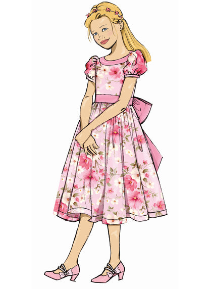 Butterick B7089 sewing pattern envelope showing a girls' lined special occasion dress with petticoat