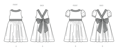 Butterick B7089 sewing pattern envelope showing a girls' lined special occasion dress with petticoat
