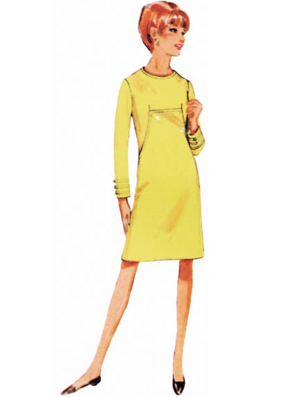 Butterick B7091 sewing pattern envelope showing a 1960s-style one-piece dress