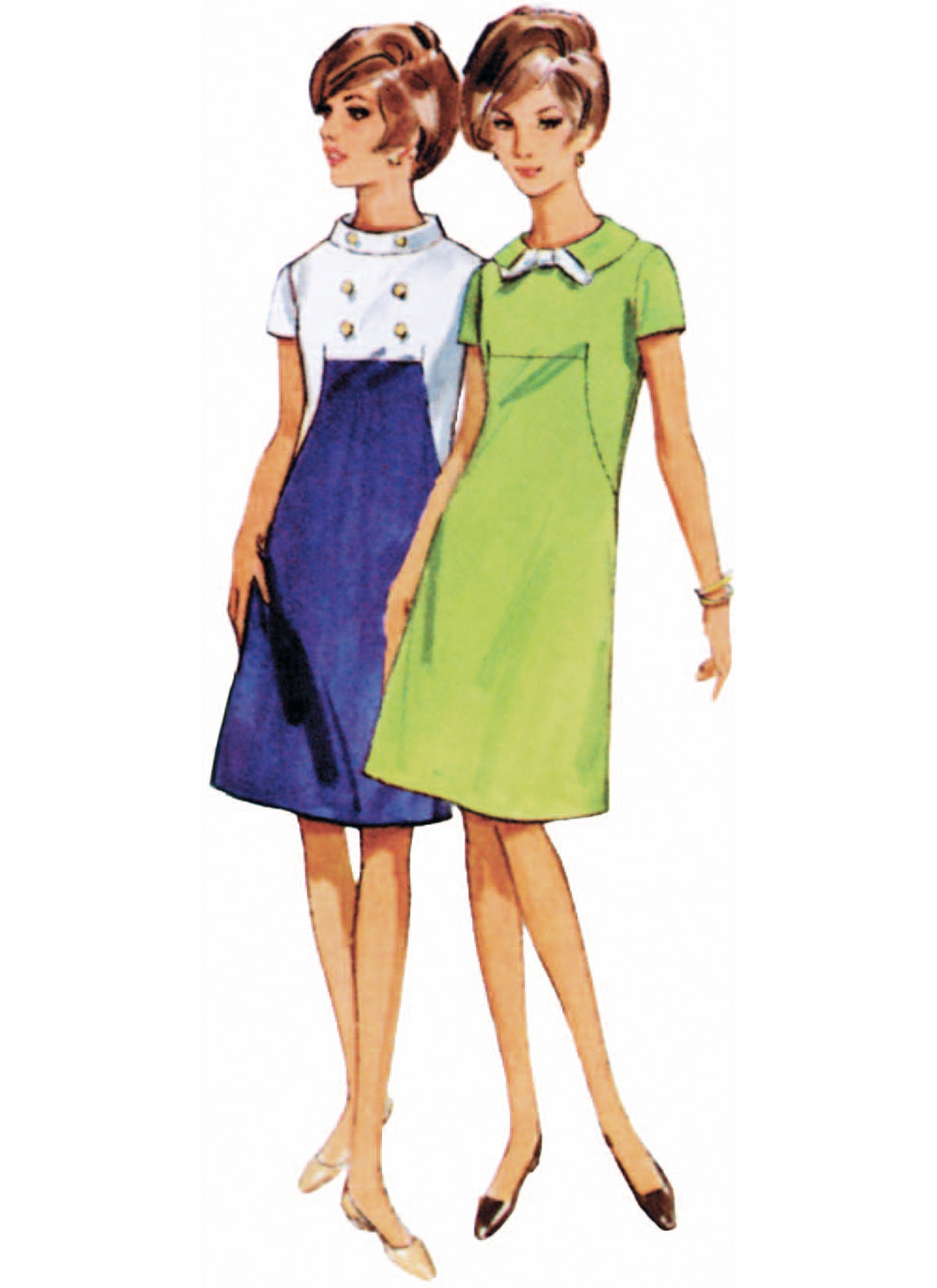 Butterick B7091 sewing pattern envelope showing a 1960s-style one-piece dress
