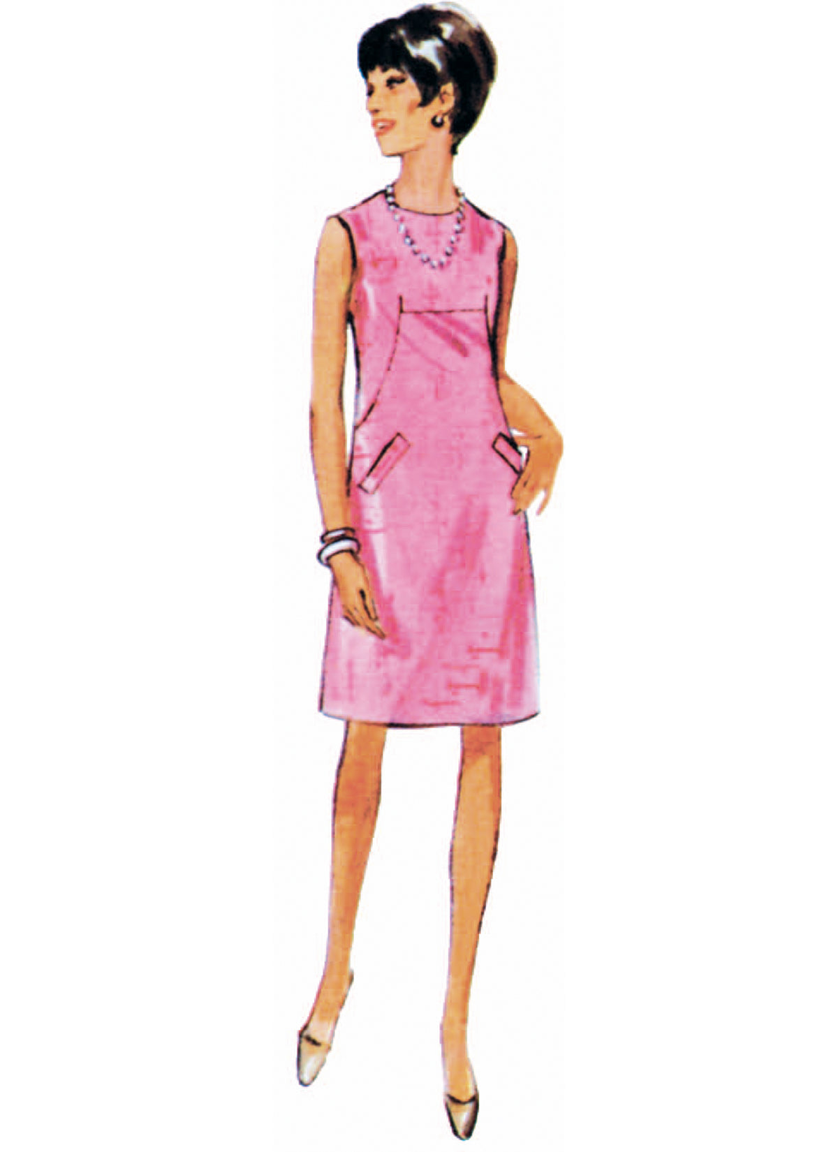 Butterick B7091 sewing pattern envelope showing a 1960s-style one-piece dress