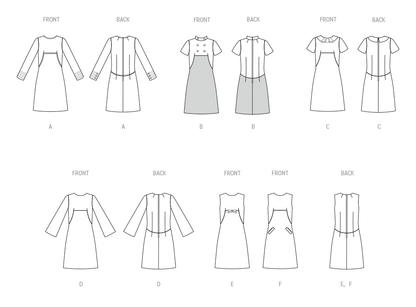 Butterick B7091 sewing pattern envelope showing a 1960s-style one-piece dress