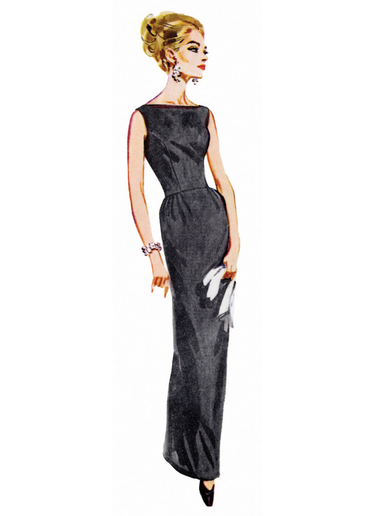 Butterick B7092 sewing pattern envelope showing 1960s-style evening dresses