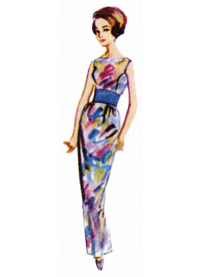 Butterick B7092 sewing pattern envelope showing 1960s-style evening dresses