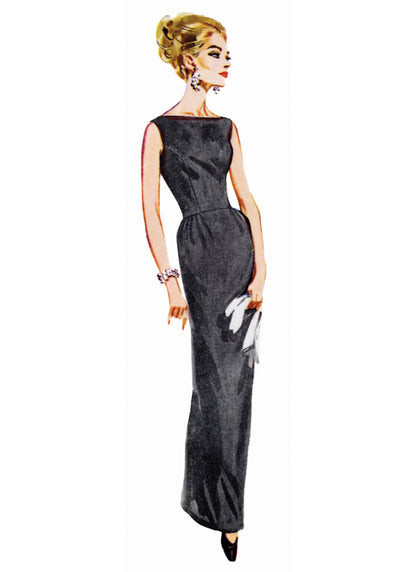 Butterick B7092 sewing pattern envelope showing 1960s evening dresses