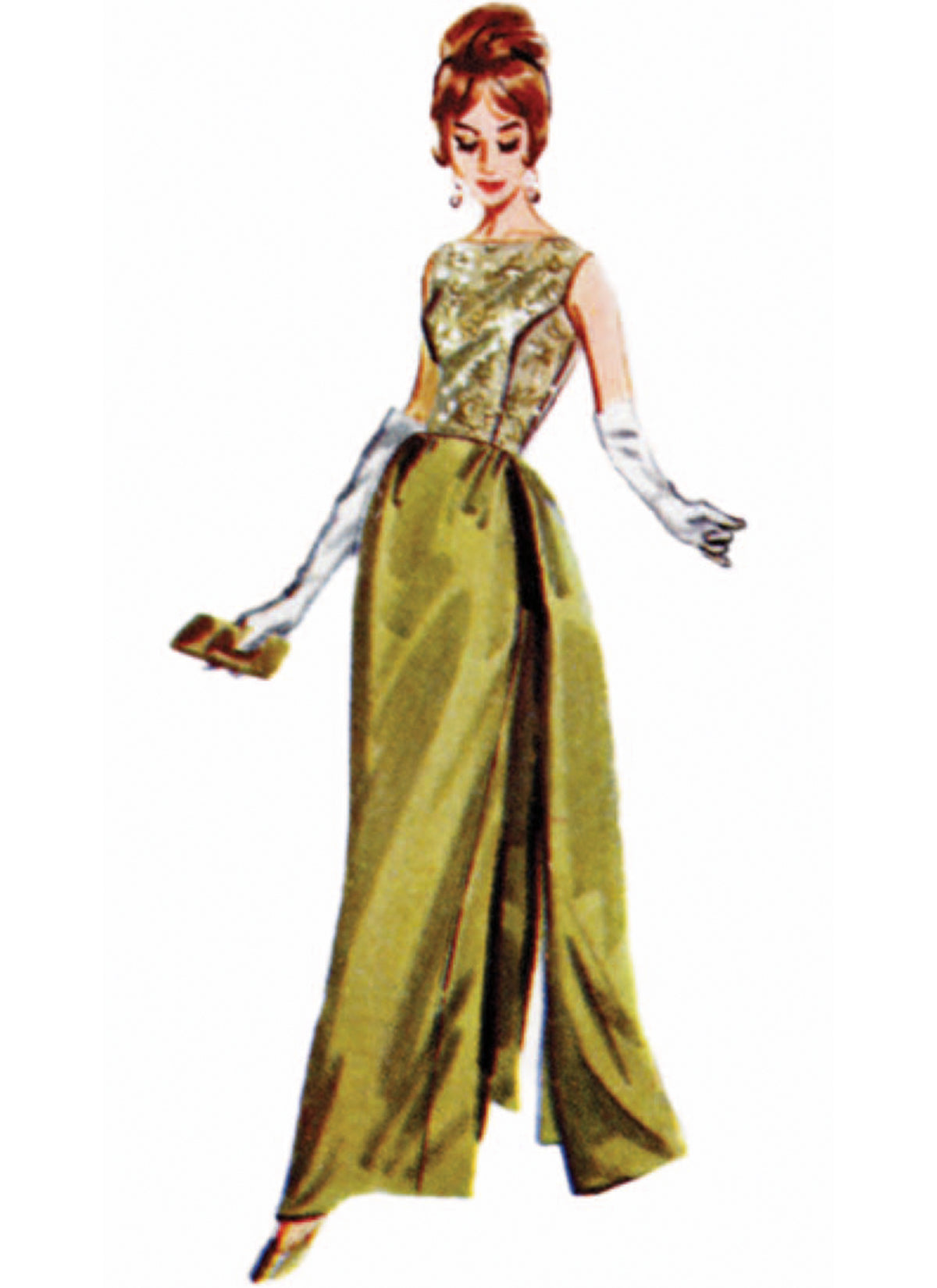 Butterick B7092 sewing pattern envelope showing 1960s evening dresses