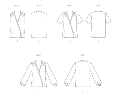 Butterick B7093 sewing pattern envelope showing 1980s blouse designs