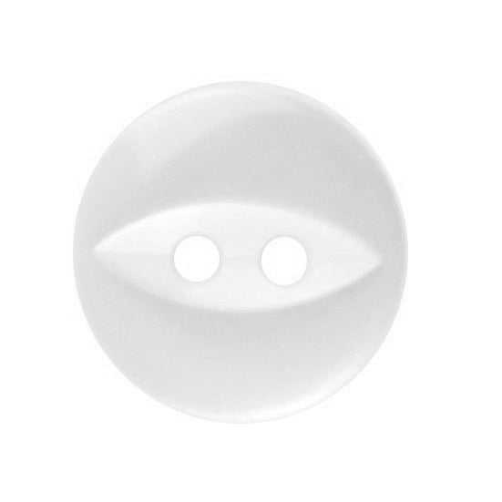 White fisheye two-hole 10mm buttons