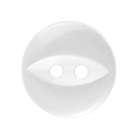White fisheye two-hole 11mm buttons