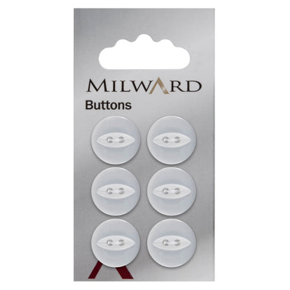 White fisheye two-hole 16mm buttons