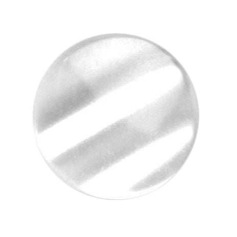 Round clear shank button with white diagonal stripes
