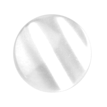 Round clear shank button with white diagonal stripes