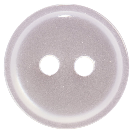 White round 2-hole button with a raised rim